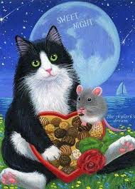 Dreaming about a cat catching a mouse or bird is auspicious and it implies your opponents will fight like kilkenny cats and you can gain the benefit without doing anything. Sweet Dreams Cats Illustration Cat Art Cat Artwork