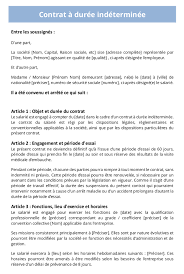 Contrat de travail apres 70 ans. Modele De Contrat A Duree Indeterminee Cdi