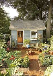 I Would Live In A Cute Little She Shed But Decorate More The Brick Path And Flower Garden Are A Good Starts Shed Makeover Cottage Garden Backyard Storage Sheds