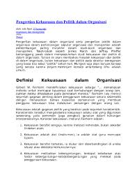 Mudahnya, kekuasaan dapat berarti kekuasaan golongan, kekuasaan raja, kekuasaan pejabat melihat sekilas tentang arti kekuasaan diatas, maka bisa disimpulkan bahwa kekuasaan adalah. Doc Pengertian Kekuasaan Dan Politik Dalam Organisasi Firman Blancos Academia Edu