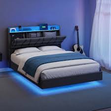 Full Size Floating Bed Frame With Led