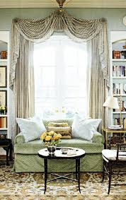 Stained glass entry doors are a lovely and out of the box solution with a strong refined vintage feel. Home Interior With Swag Curtains Living Room Decorative Window Treatments Country Living Room