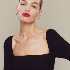 Reformation Elly Dress Square Neck Midi Classic Black Long Sleeve Dress 6