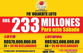 01 09 13 16 30 32 loto + 04. Leidsa Suma 233 Millones Al Acumulado Para El Proximo Sabado