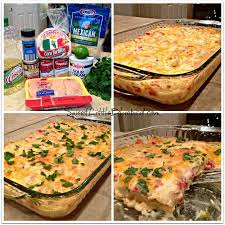 Layered chicken enchilada casserole is assembled, one layer at a time. Chicken Enchilada Bake Sweet Little Bluebird