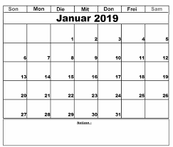 Kalender Januar 2019 Zum Ausdrucken Ausdrucken Kalender Notiz