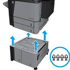 To begin with, unpack the hp laserjet m806dn printer along with the accessories and clear all the packing material off the hp laserjet m806dn printer surface. Hp Laserjet Enterprise M806 Hp Laserjet Enterprise Flow Mfp M830 Install Or Replace The High Capacity Input Feeder Hp Customer Support