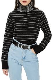 Topshop Rock N Roll Stripe Crop Turtleneck Nordstrom Rack