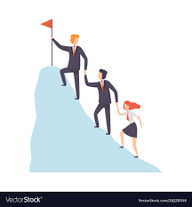 Business people climbing to top mountain Vector Image