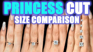 princess cut diamond size comparison on hand finger 1 carat square 2 ct 3 4 5 75 6 engagement ring