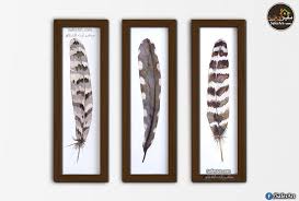 لوحات مودرن بإطار خشبى ريش طيور سفير ارت للديكور Frames On Wall Feather Wall Framed Wall Art