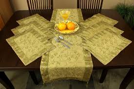 Amazon Com Hand Embroidered 7 Piece Placemat Table Runner Set Mystic Black Place Mats Placemats Table Runner And Placemats Unique Tables