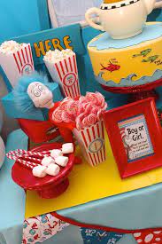 Cat In The Hat Baby Shower Party Ideas Photo 1 Of 19 Dr Seuss Baby Shower Decorations Dr Seuss Baby Shower Suess Baby Shower