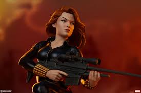 Scarlett johansson as black widow being called into action by s.h.i.e.l.d. The Black Widow Statue Takes Aim In The Avengers Assemble Collection Sideshow Collectibles