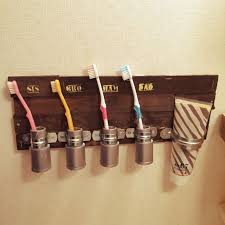 バス トイレ ステンシル自作 歯ブラシ立て diy 歯ブラシホルダー 塩ビパイプdiy などのインテリア実例 2016 01 26 17 02 32 roomclip ルームクリップ 収納 歯ブラシ 収納術