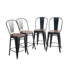 Yongqiang Metal Barstools Set Of 4 Indoor Outdoor Bar Stools High Back Dining Chair Counter Stool C Metal Bar Stools High Back Dining Chairs Outdoor Bar Stools