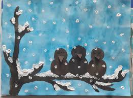 Die Drei Spatzen Nach Dem Gleichnamigen Gedicht Von Christian Morgenstern In 2020 Winter Art Projects Winter Art Winter Painting