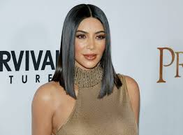 Virgin brazilian hair hair style: Kim Kardashian Sleek Straight Black Lob Hairstyle Lance Lanza