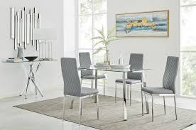 Cosmo Chrome Glass Dining Table 4 Milan Chairs Furniturebox