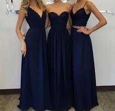 2018 New Arrival A Line Lace V Neck Navy Chiffon Long Bridesmaid Dresses Under 100 Bd0721002 Inexpensive Bridesmaid Dresses Bridesmaid Dresses Long Chiffon Navy Bridesmaid Dresses