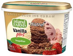 In large bowl, combine ingredients; Vanilla Plus Neapolitan Ice Cream Island Farms