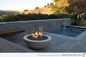 15 Dramatic Modern Pool Areas With Fire Pits Home Design Lover Modern Fire Pit Modern Pools Fire Pit Designs