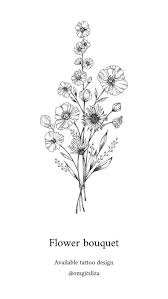 Black And White Flower Outline Tattoo Flower Bouquet Tattoo Design By Liza Sis Ink Stained Skin Flowertattoos Flower Tattoos Flowertattoos 2020 Cicek Dovmeleri Cicekli Dovmeler Cizilecek Seyler