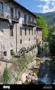 Demonte, Cuneo, Piedmont, italy: old houses along the river Stock ...