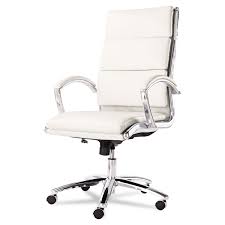 Waterfall seat reduces pressure on the back of the knees for improved circulation. Alera Neratoli High Back Slim Profile Chair Supports Up To 275 Lbs White Seat White Back Chrome Base Boss Office And Computer Products