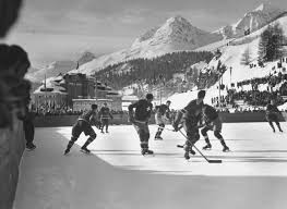 > men's olympic hockey > years > 1948. Vintage Olympics Hockey Time Machine 1 Action Shot At The 1948
