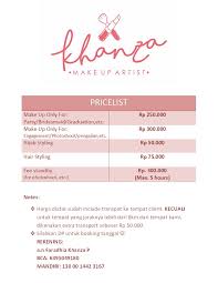 Pricelist Khanza Makeup Make Up