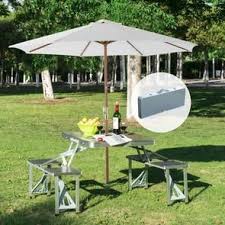 Aluminium Alloy Outdoor Camping Picnic Table Integrated Folding Table And Chair In 2020 Camping Picnic Table Picnic Table Folding Picnic Table