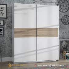 Lemari pakaian pintu 3 kaca cermin tengah. Lemari Baju Putih Pintu Sliding Minimalis Sarana Mulya