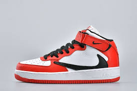 Nike Air Force 1 Mid Black White Swoosh Nike Air Force 1 Mid Backwards Swoosh White Red Black For Sale Nike Air Force Black And Red Nike Air Force Sneaker