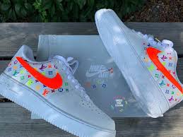 Black And Blue Air Force 1 Custom Nike Air Force 1 Full Neon Rainbow Custom Glow In The Dark The Custom Movement In 2020 Nike Air Shoes Black Nike Shoes Nike Shoes Air Force