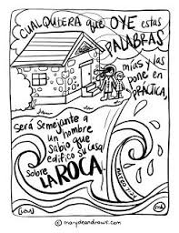 A Life On The Rock Matthew 7 24 Bible Coloring Page In English And Spanish Dibujos De Bible Verse Coloring Page Bible Verse Coloring Bible Coloring Pages