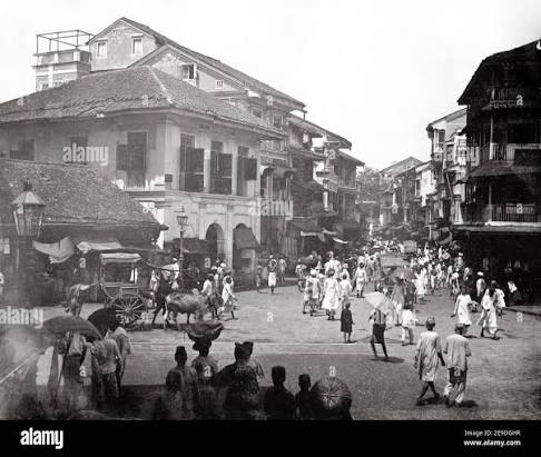 1860 India, Maharashtra, Bombay (Mumbai). The interior of the old Fort, Bombay. Church Gate Street. Restored Image. #old #oldisgold #mumbai #oldmumvai #मुंबई #Bombay