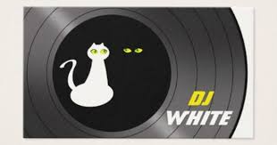 Dj White Cat Black Retro Vinyl Record Music Night Business Card Zazzle Com Minimal Business Card Black Vinyl Records Music Vinyl Records
