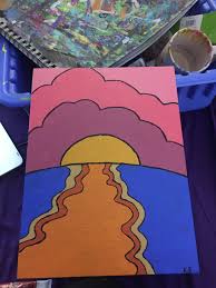 Sunset Painting Hippie Painting Mini Canvas Art Diy Canvas Art Painting ideas on canvas；acrylic canvas painting ideas; hippie painting mini canvas art