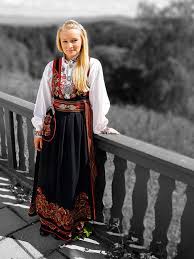 Girl In Bunad Norwegian Dress Norwegian Clothing National Clothes