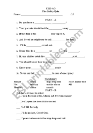 It is important that we are safe in our homes. Fire Safety Quiz Esl Worksheet By Hansari9119