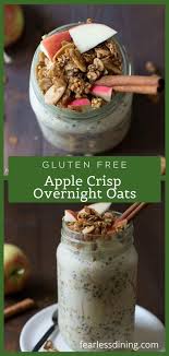 Breakfast Is Ready Overnight With This Delicious Apple Crisp Overnight Oats Recip In 2020 Low Calorie Overnight Oats Mason Jar Breakfast Recipes Overnight Oats Healthy