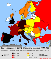 Best Leagues In Uefa Champions League 1992 Until Now Europe Map Map Map Globe