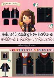 Animal Crossing New Horizons Template Design Harry Potter Gryffindor Uniform In 2020 Animal Crossing Animal Crossing Wild World Animal Crossing Villagers