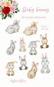 Baby Bunny Clipart Pink Watercolor Rabbit Png Free Etsy In 2022 Clip Art Baby Girl Clipart Baby Bunnies