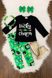 Leprechaun Lucky Charm Boutique Set Kids Outfits Baby Girl Clothes Toddler Boutique Clothing