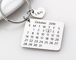 Personalized Calendar Keychain Hand Stamped Calendar Etsy In 2020 Calendar Keychain Personalised Calendar Keychain