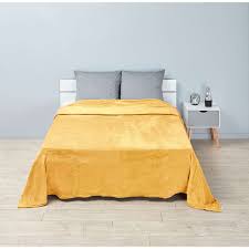 Tête de lit disponible en différentes tailles. Couverture Polaire 2 Personnes Polyester Uni Jaune Moutarde Gifi