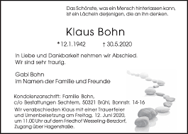 Traueranzeigen von Klaus Bohn