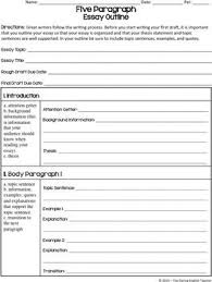 Free Five Paragraph Essay Outline Essay Outline Paragraph Essay Free Graphic Organizers
